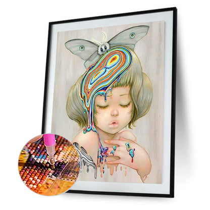 Moth Docked Syrup Girl - Full Round Drill Diamond Painting 30*40CM