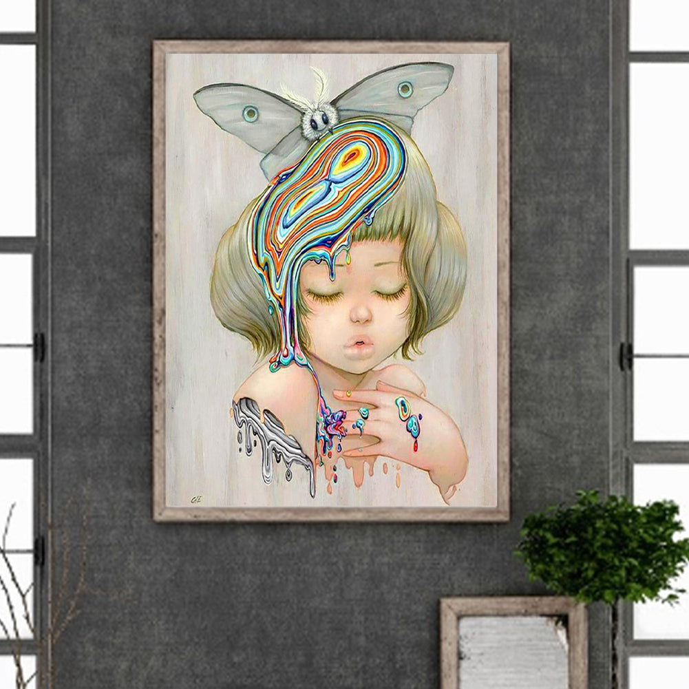 Moth Docked Syrup Girl - Full Round Drill Diamond Painting 30*40CM