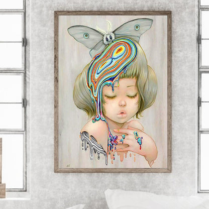 Moth Docked Syrup Girl - Full Round Drill Diamond Painting 30*40CM