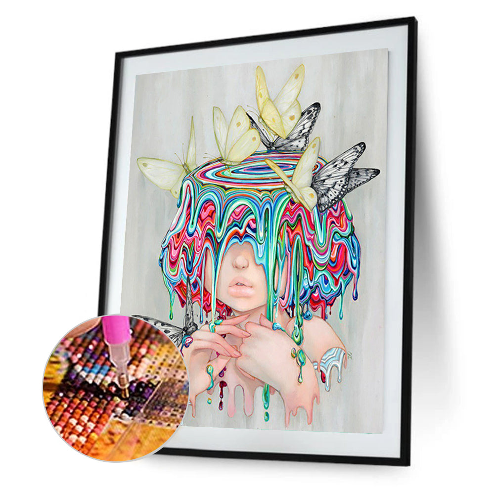 Butterflies Mess With Syrup Girl - Full Round Drill Diamond Painting 30*40CM