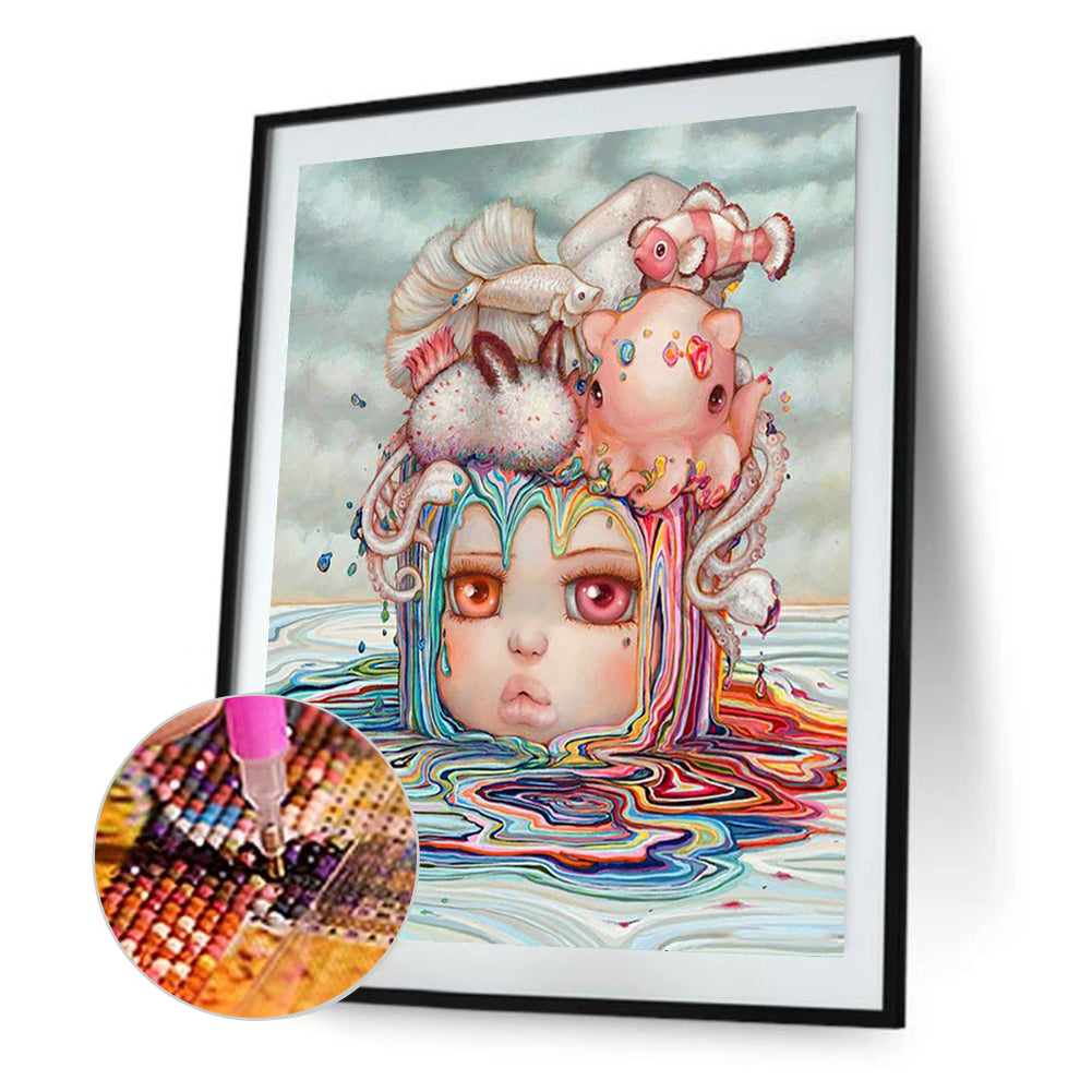 Syrup Girl With Heavy Head - Full Round Drill Diamond Painting 30*40CM