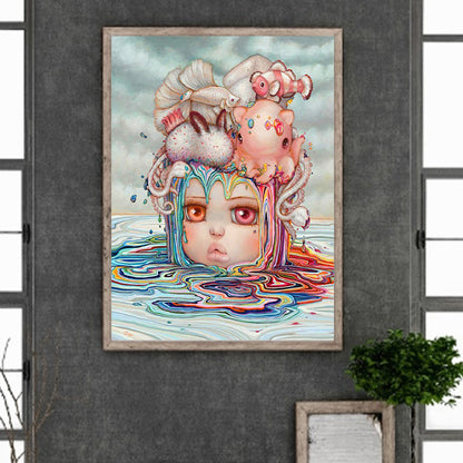 Syrup Girl With Heavy Head - Full Round Drill Diamond Painting 30*40CM