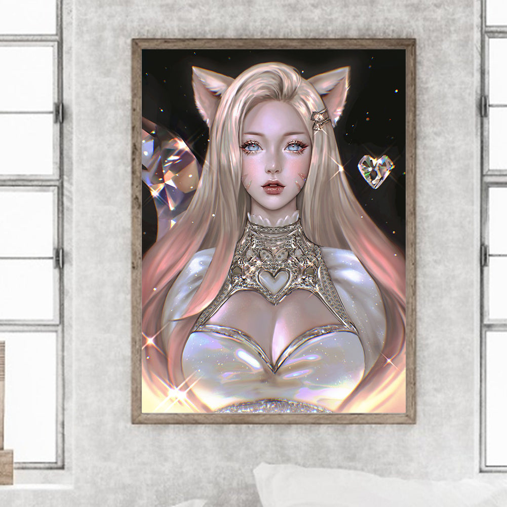 Cat Blonde Happy Diamond Girl 40*50Ccm(canvas) full round drill diamond painting