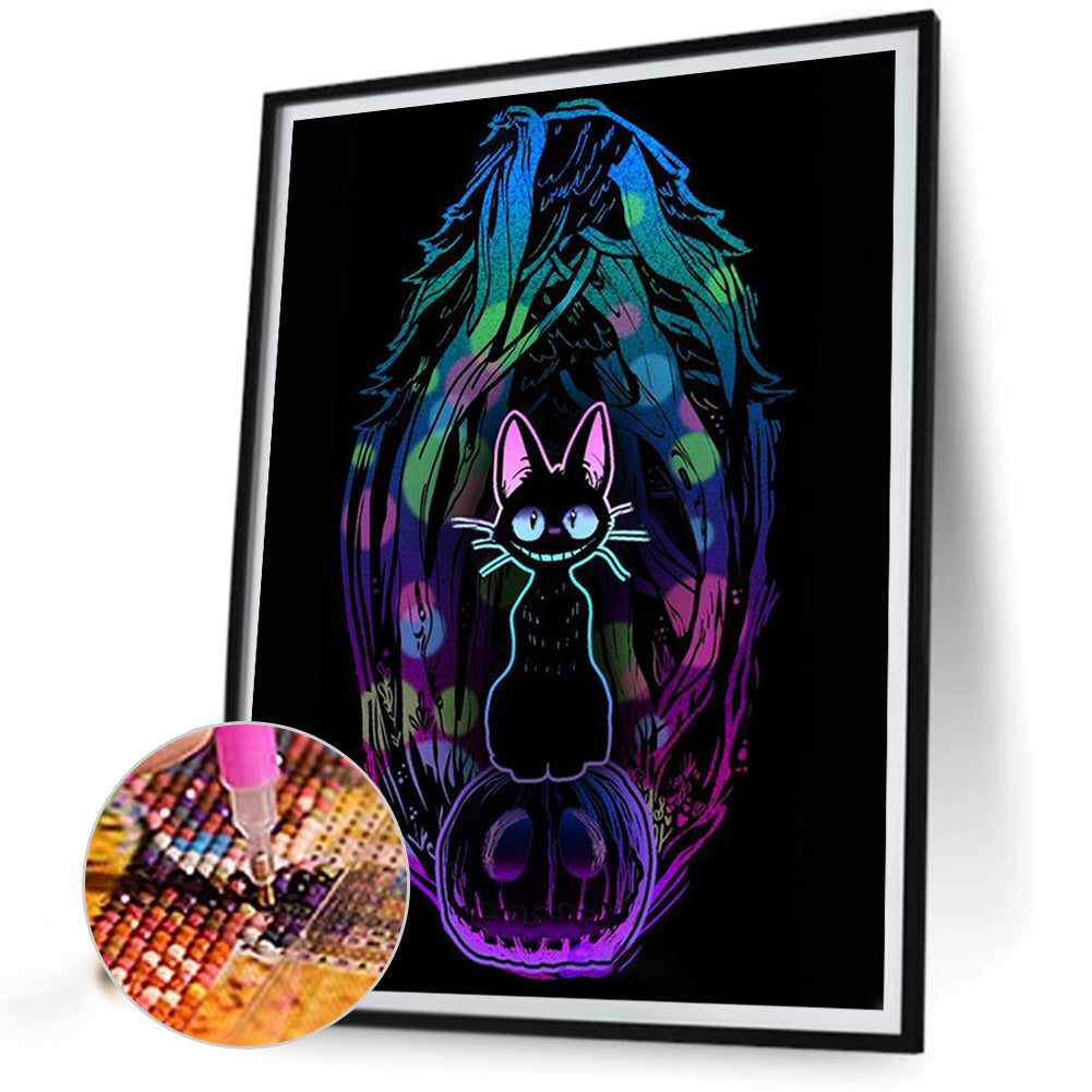 Skull Cat - Full Round Drill Diamond Painting 30*40CM