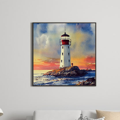 Cross Sea Lighthouse 45*45Ccm(canvas) full round drill diamond painting