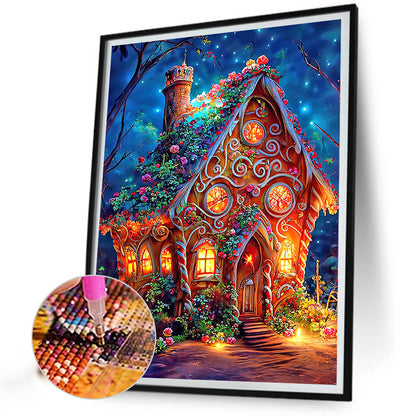 Luminous Flower House - Full Round Drill Diamond Painting 30*40CM