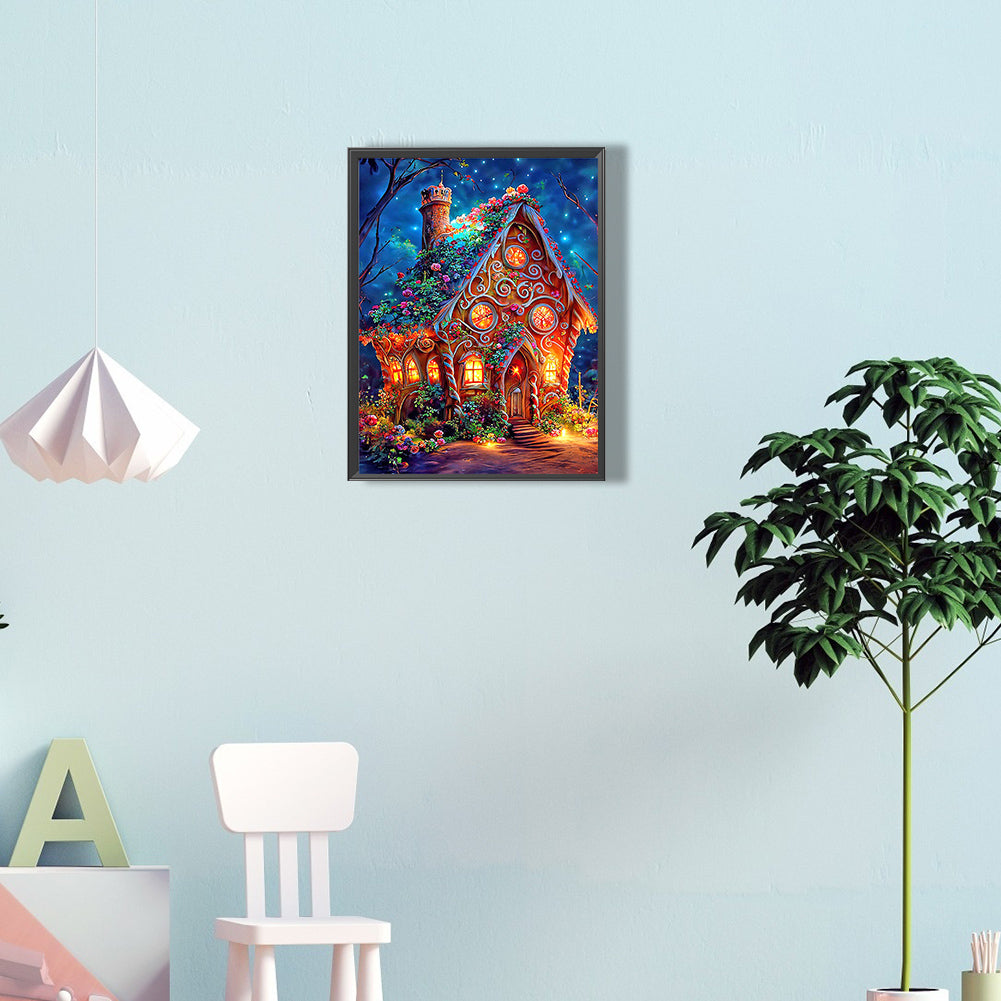 Luminous Flower House - Full Round Drill Diamond Painting 30*40CM