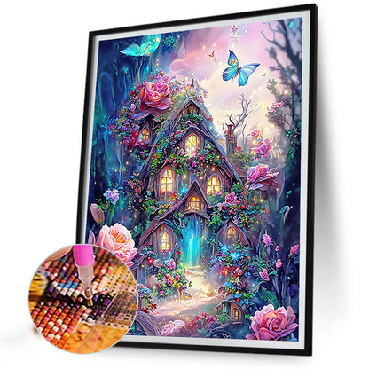 Jungle Flower House - Full Round Drill Diamond Painting 30*40CM