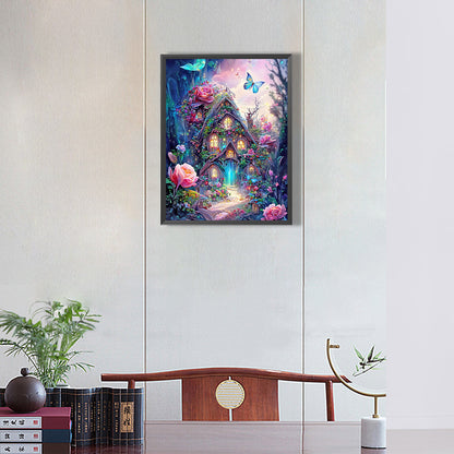 Jungle Flower House - Full Round Drill Diamond Painting 30*40CM
