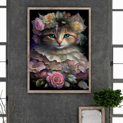Flower Cat - Full Round Drill Diamond Painting 30*40CM