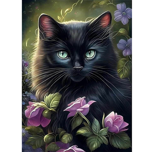 Flower Cat - Full Round Drill Diamond Painting 30*40CM