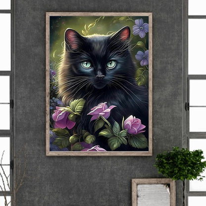 Flower Cat - Full Round Drill Diamond Painting 30*40CM