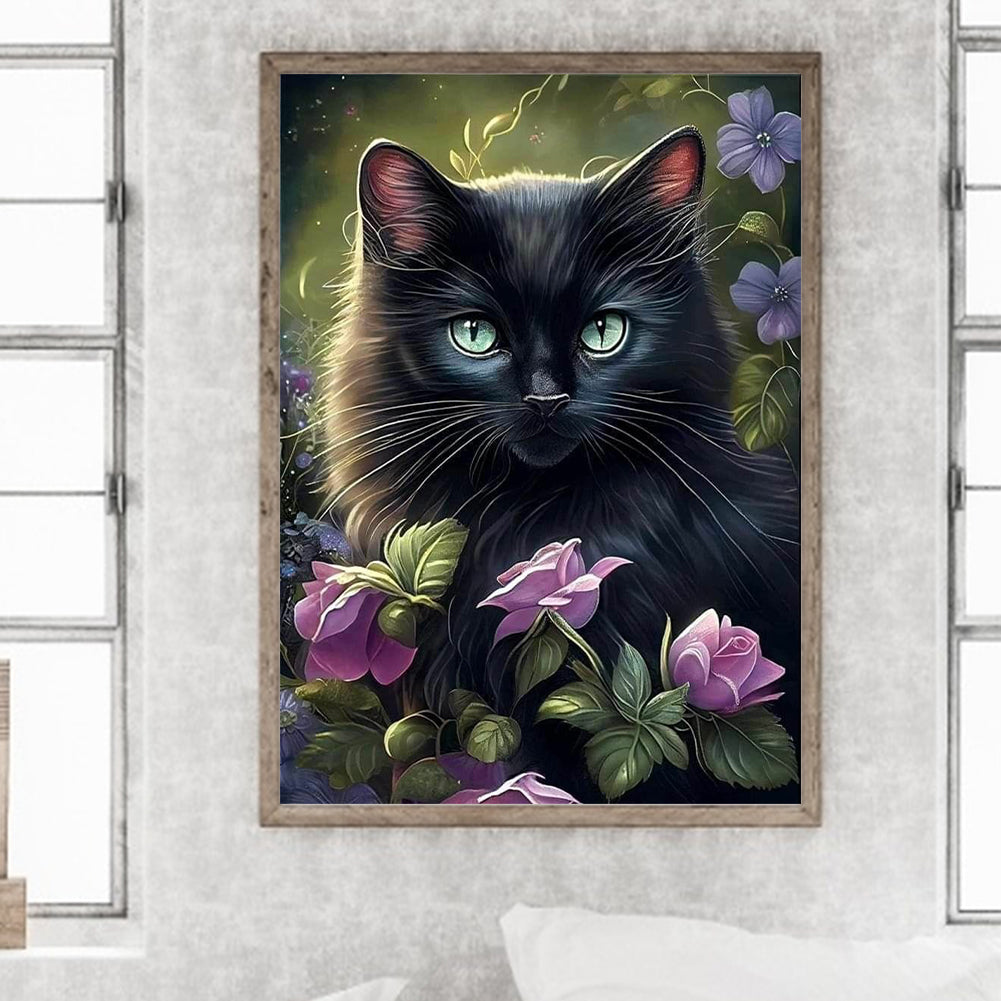 Flower Cat - Full Round Drill Diamond Painting 30*40CM