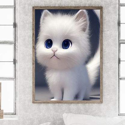 White Haired Cat - Full Round Drill Diamond Painting 30*40CM