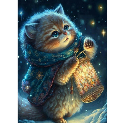 Cat Holding A Lantern - Full Round Drill Diamond Painting 30*40CM