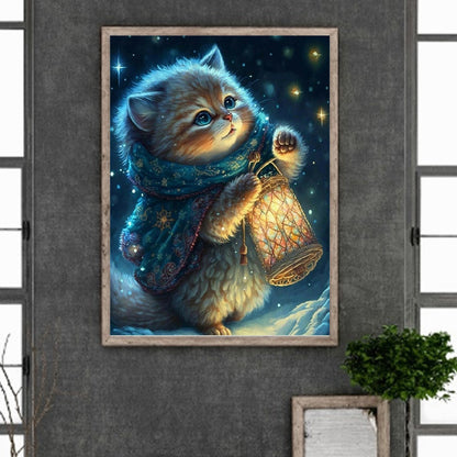 Cat Holding A Lantern - Full Round Drill Diamond Painting 30*40CM