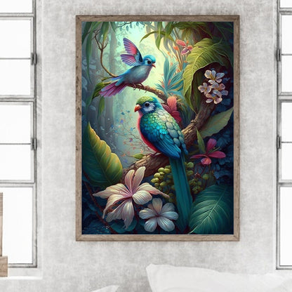 Flowers And Birds Playing - Full Round Drill Diamond Painting 30*40CM