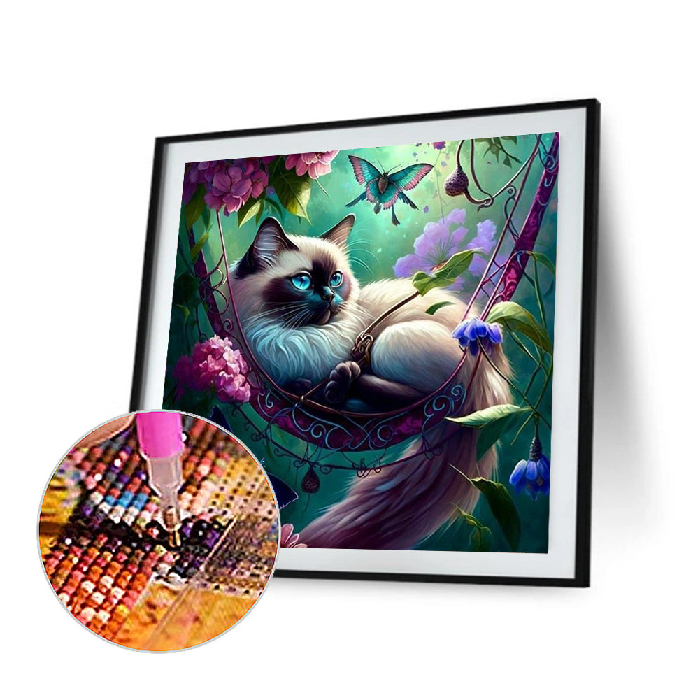 Hanging Bar Resting Cat - Full Round Drill Diamond Painting 40*40CM