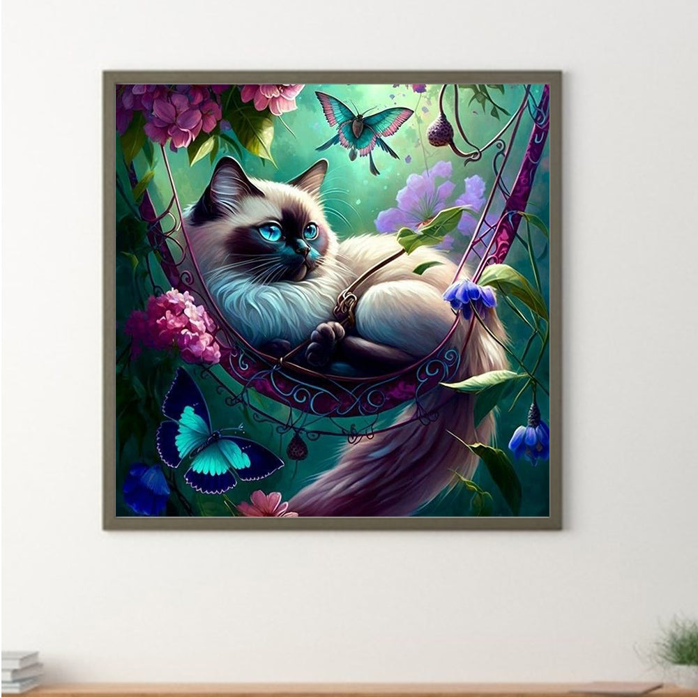 Hanging Bar Resting Cat - Full Round Drill Diamond Painting 40*40CM