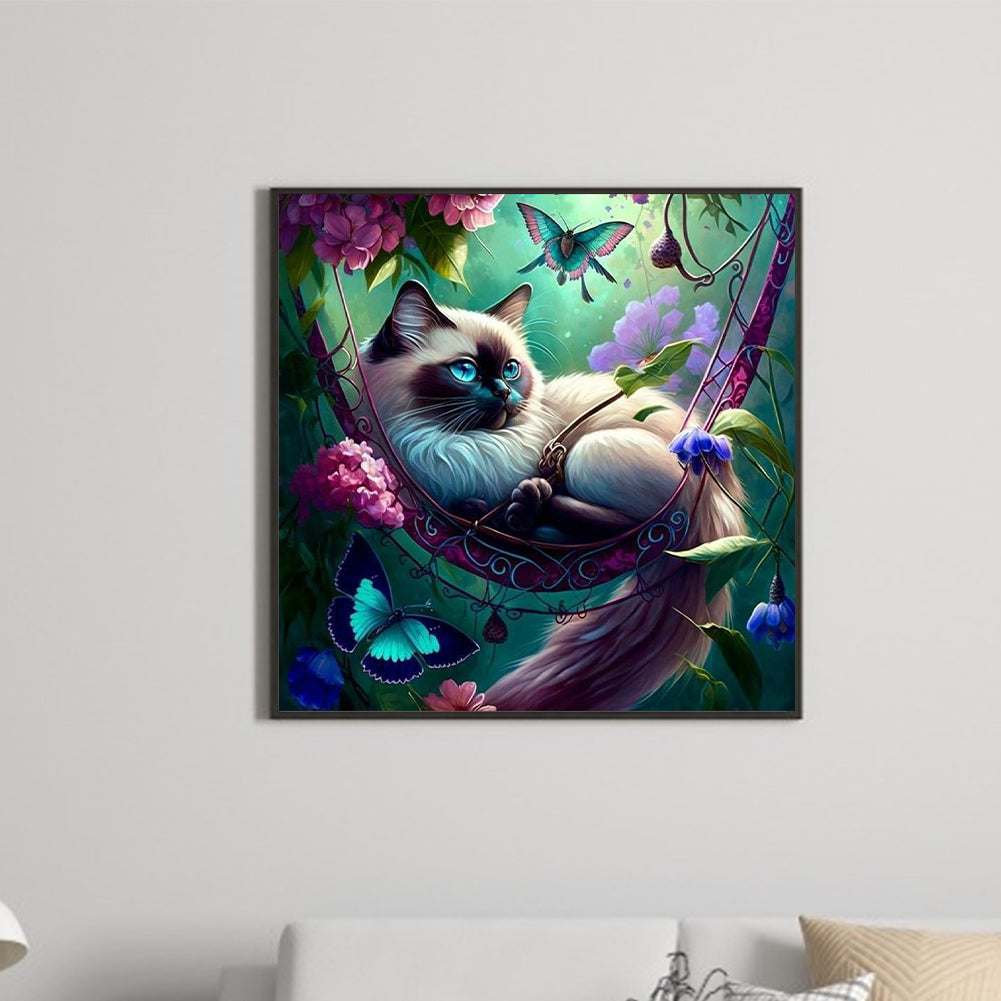 Hanging Bar Resting Cat - Full Round Drill Diamond Painting 40*40CM