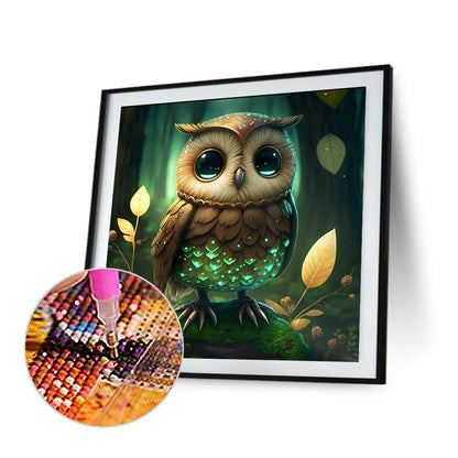 Glowing Owl - Full Round Drill Diamond Painting 40*40CM