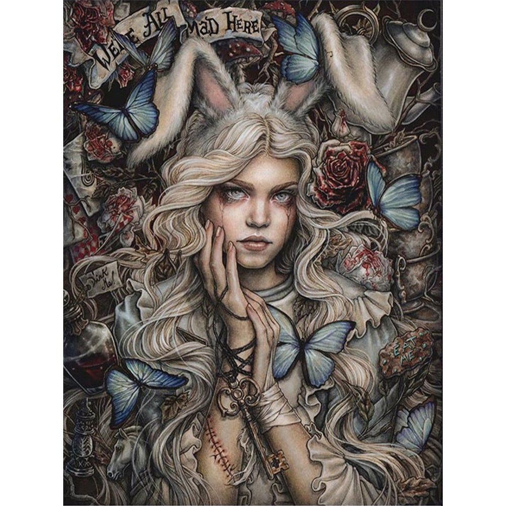 Dark Gothic Girl - Full Round Drill Diamond Painting 30*40CM