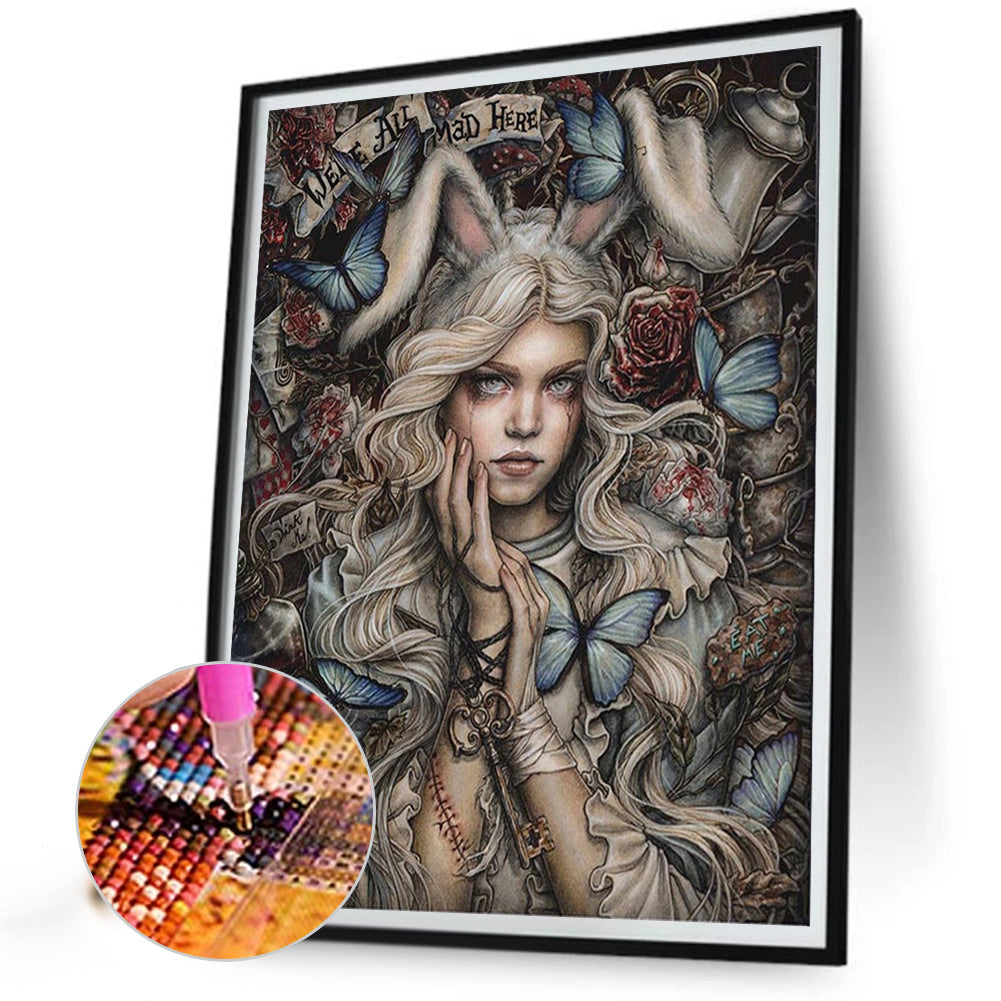 Dark Gothic Girl - Full Round Drill Diamond Painting 30*40CM