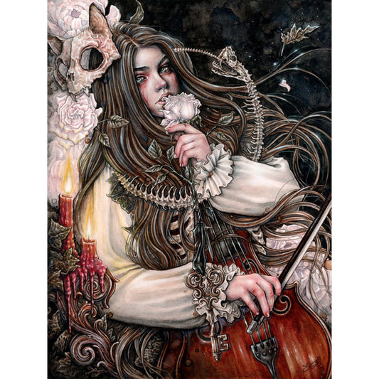 Dark Gothic Girl - Full Round Drill Diamond Painting 30*40CM