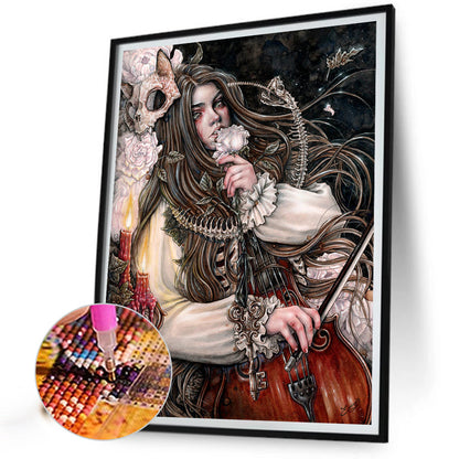 Dark Gothic Girl - Full Round Drill Diamond Painting 30*40CM