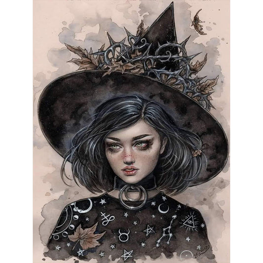 Dark Gothic Girl - Full Round Drill Diamond Painting 30*40CM