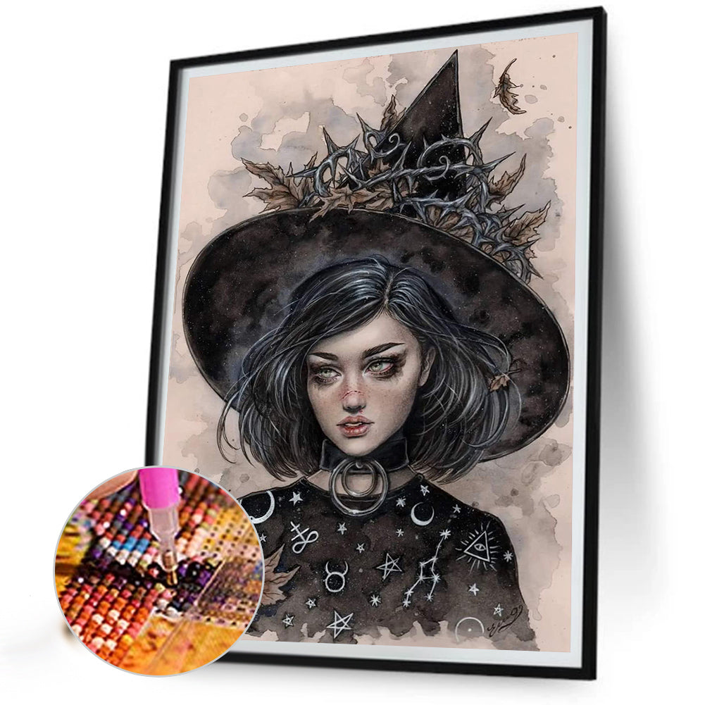 Dark Gothic Girl - Full Round Drill Diamond Painting 30*40CM