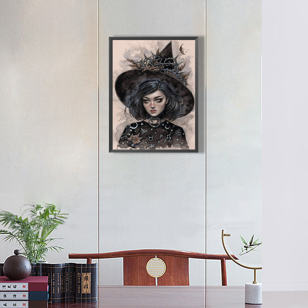 Dark Gothic Girl - Full Round Drill Diamond Painting 30*40CM