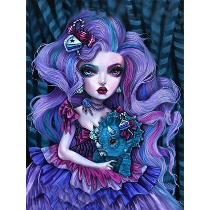 Dark Gothic Girl - Full Round Drill Diamond Painting 30*40CM