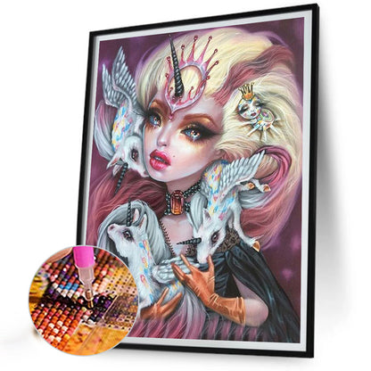 Dark Gothic Girl - Full Round Drill Diamond Painting 30*40CM