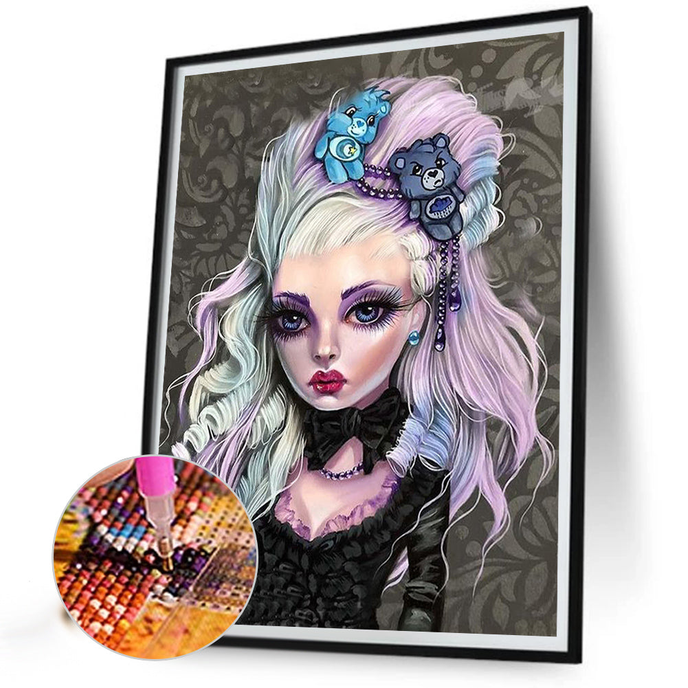 Dark Gothic Girl - Full Round Drill Diamond Painting 30*40CM