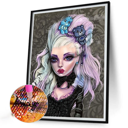 Dark Gothic Girl - Full Round Drill Diamond Painting 30*40CM