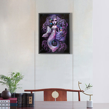 Dark Gothic Girl - Full Round Drill Diamond Painting 30*40CM