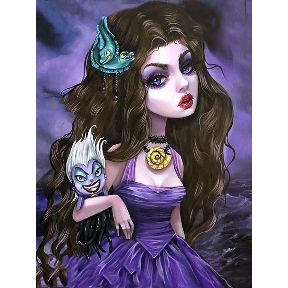 Dark Gothic Girl - Full Round Drill Diamond Painting 30*40CM