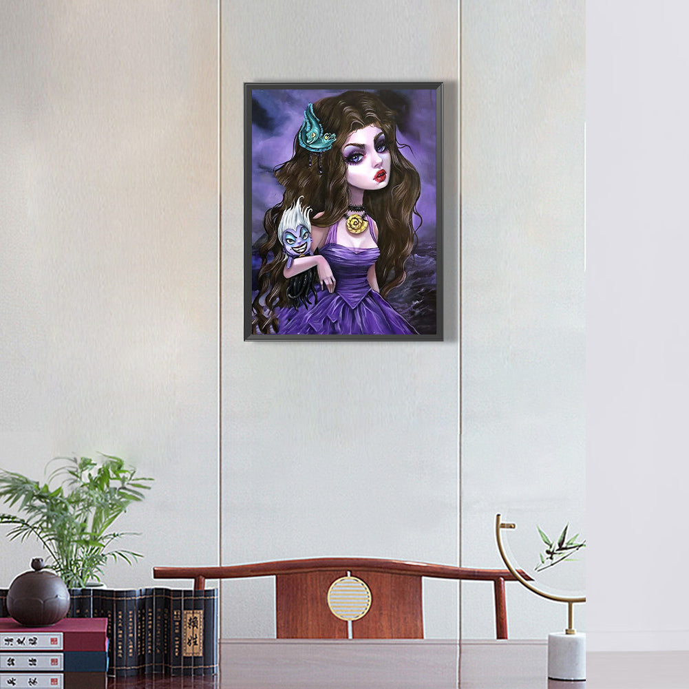 Dark Gothic Girl - Full Round Drill Diamond Painting 30*40CM