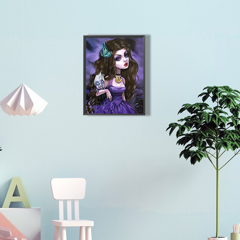 Dark Gothic Girl - Full Round Drill Diamond Painting 30*40CM