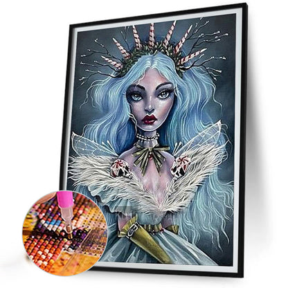 Dark Gothic Girl - Full Round Drill Diamond Painting 30*40CM