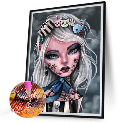 Dark Gothic Girl - Full Round Drill Diamond Painting 30*40CM