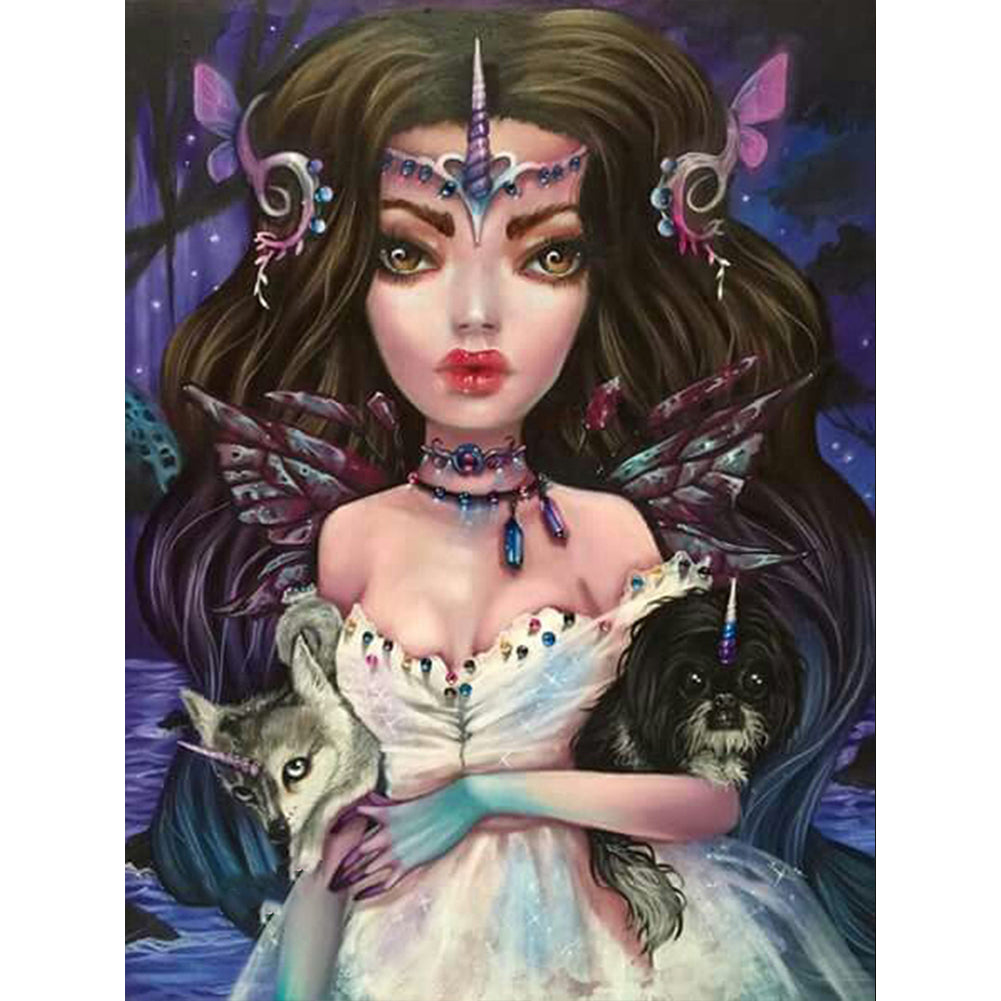 Dark Gothic Girl - Full Round Drill Diamond Painting 30*40CM