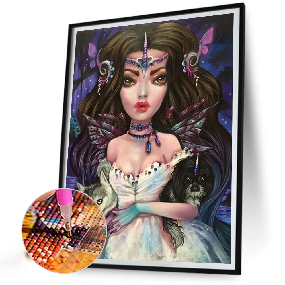 Dark Gothic Girl - Full Round Drill Diamond Painting 30*40CM