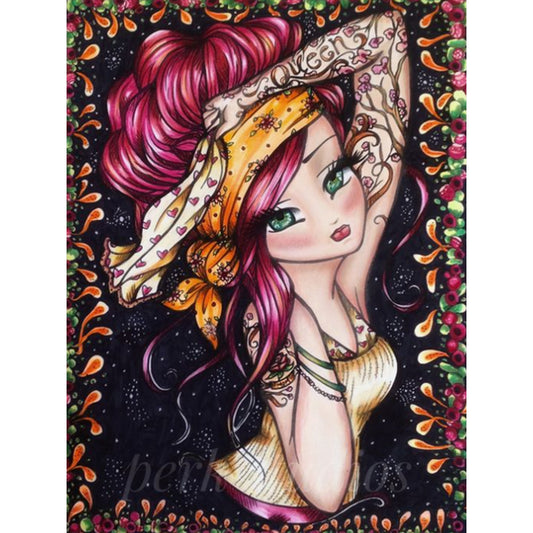 Dark Gothic Girl - Full Round Drill Diamond Painting 30*40CM