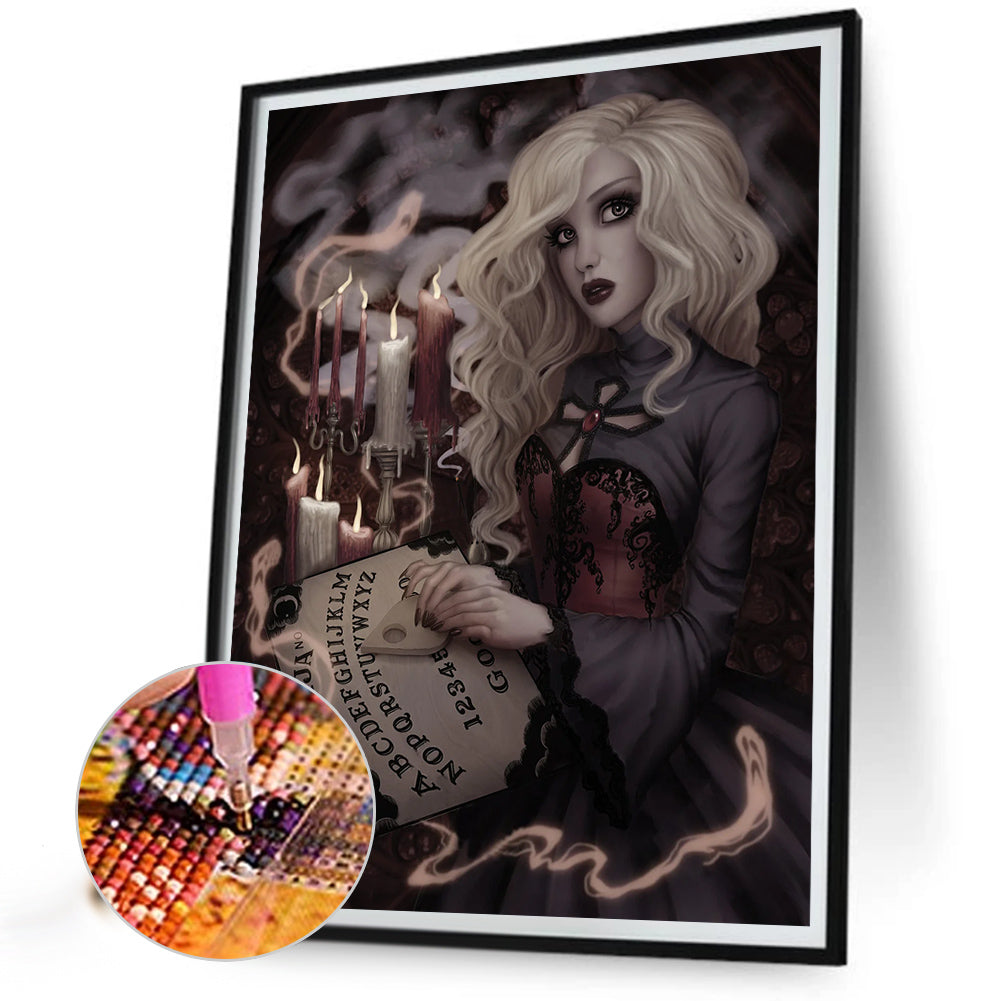 Dark Gothic Girl - Full Round Drill Diamond Painting 30*40CM