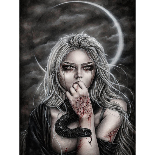 Dark Gothic Girl - Full Round Drill Diamond Painting 30*40CM