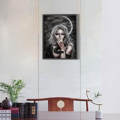 Dark Gothic Girl - Full Round Drill Diamond Painting 30*40CM