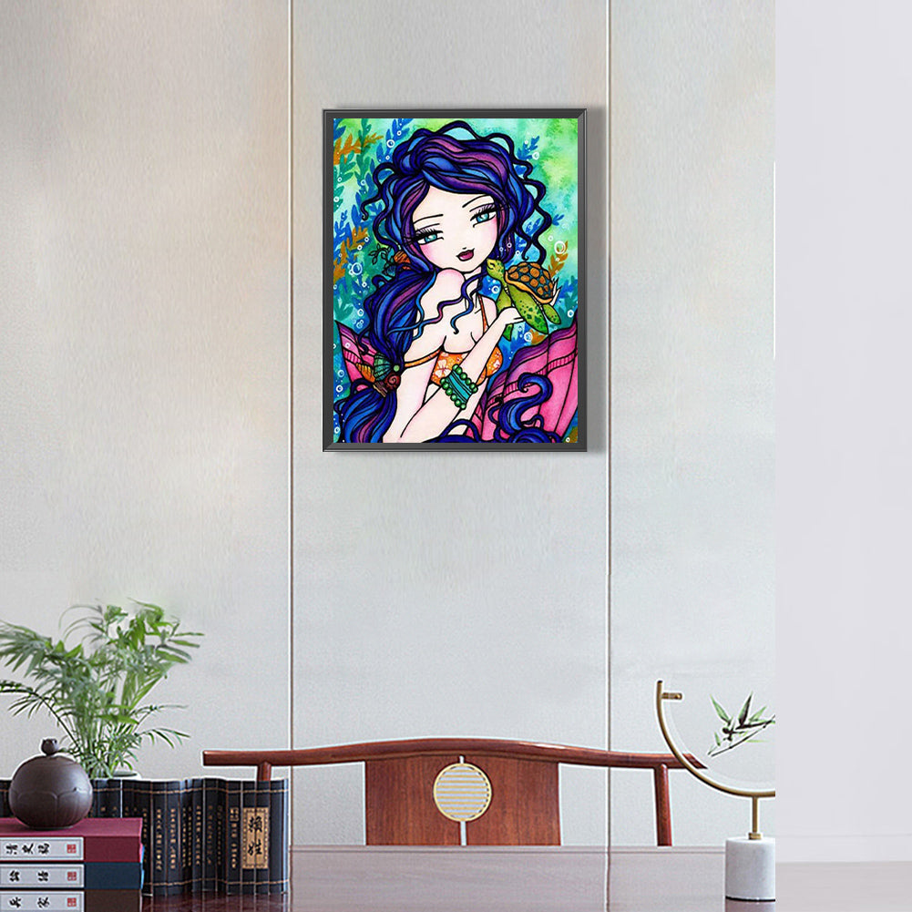 Cartoon Girl - Full Round Drill Diamond Painting 30*40CM