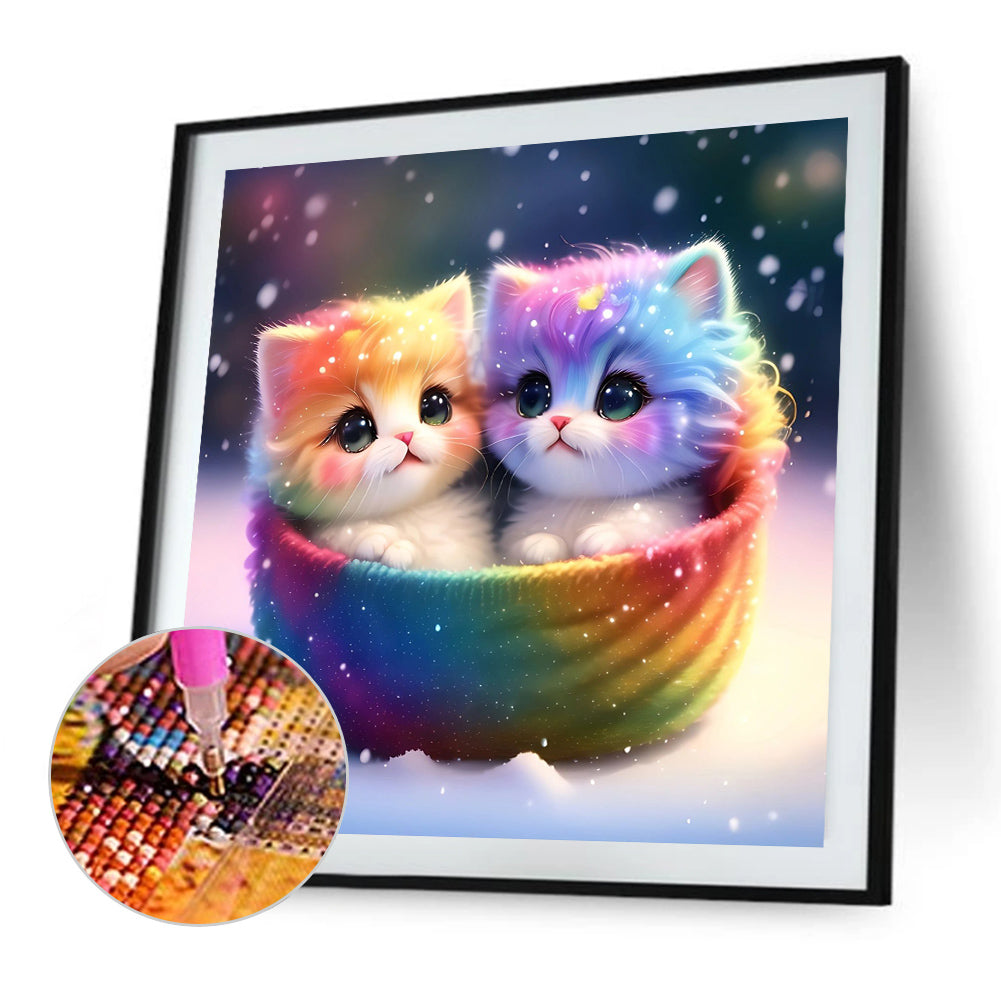 Rainbow Colored Kitten - Full Round Drill Diamond Painting 30*30CM